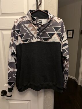 Hooey Stevie Men's Quarter Snap Black & Gray Southwestern Pullover